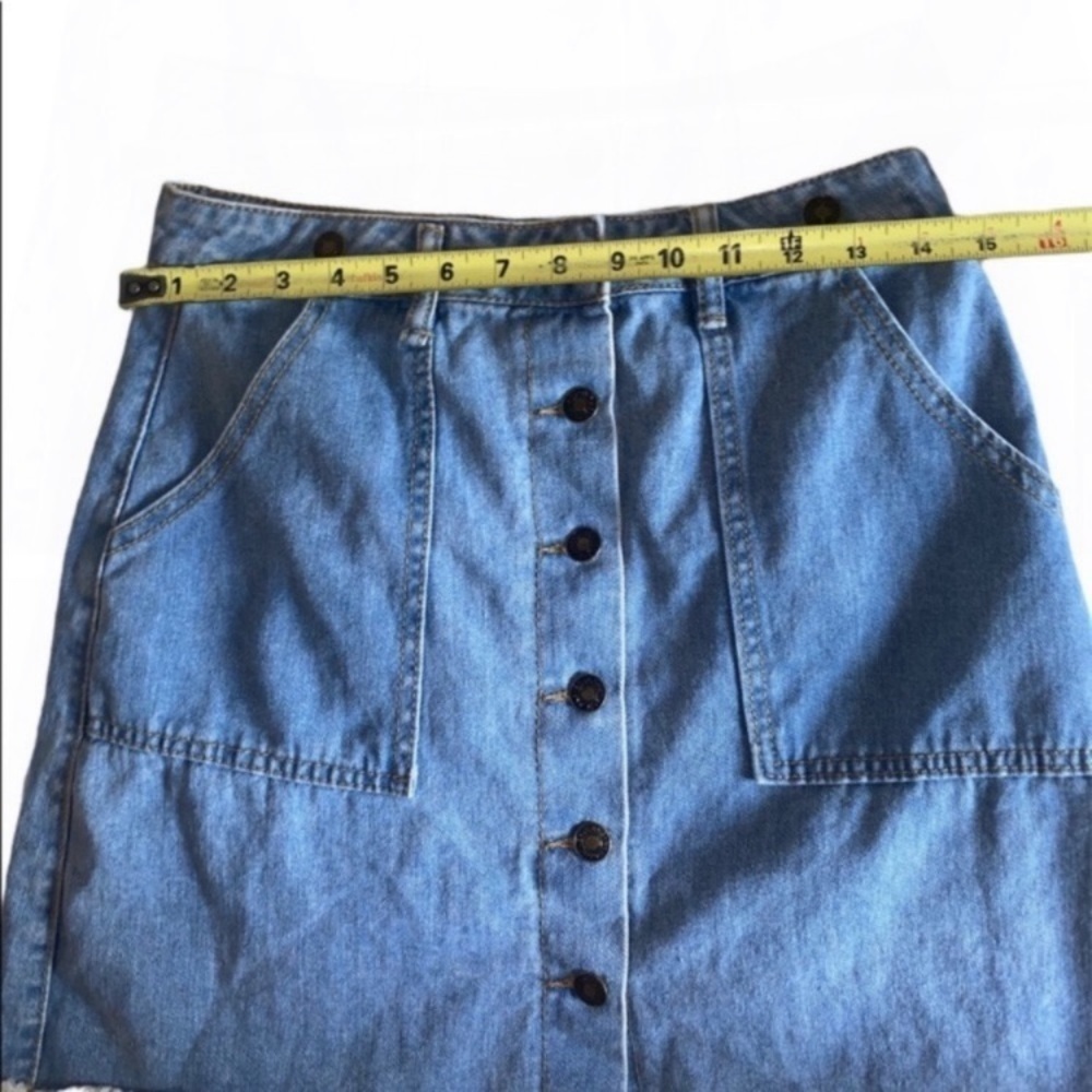 SHEIN Button-Up Denim Blue Jean Mini Skirt w/Pockets Women’s Size MEDIUM - Picture 5 of 13